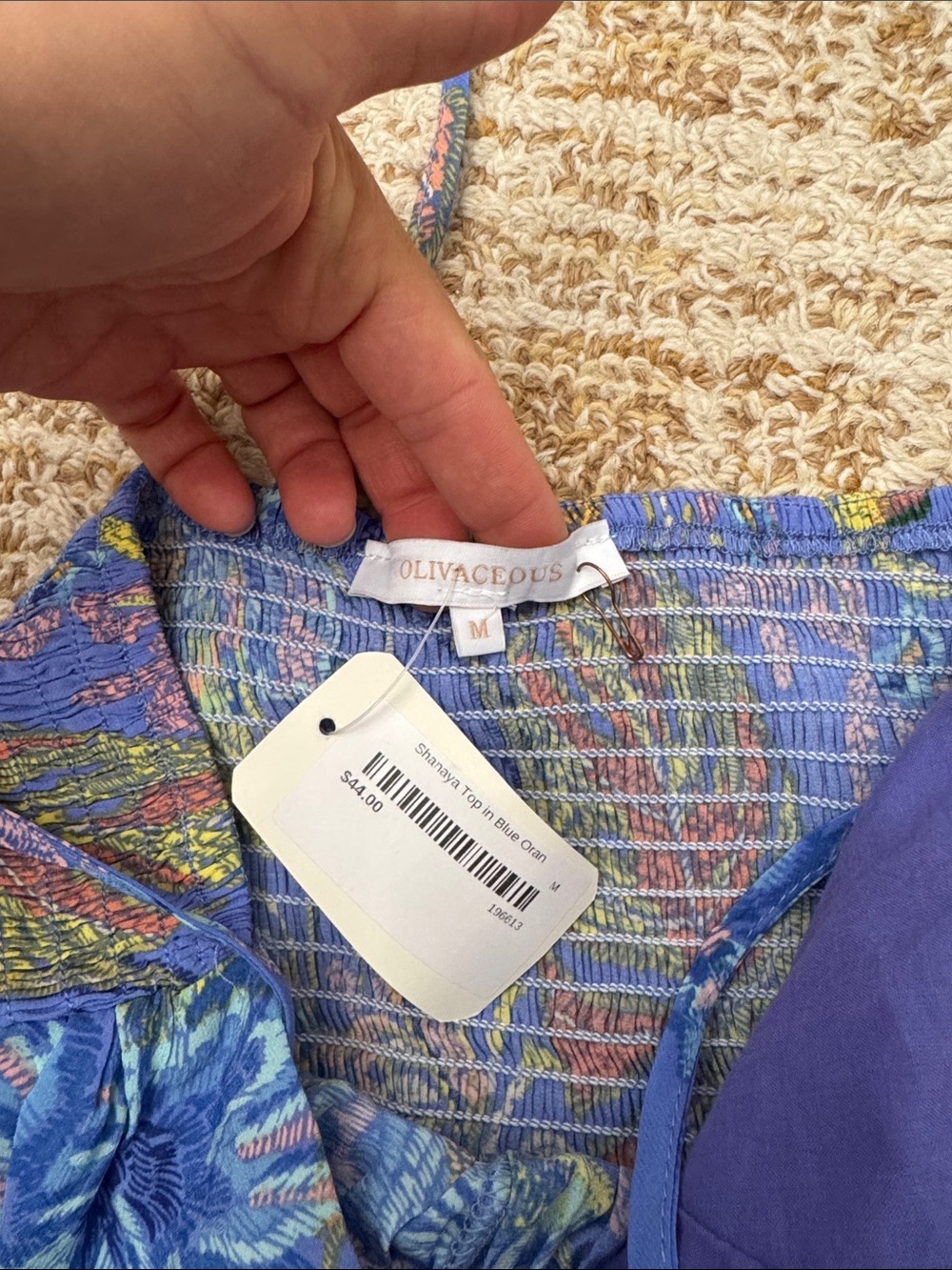 Olivaceous Blue Floral Smocked Halter Top - Picture 2 of 4
